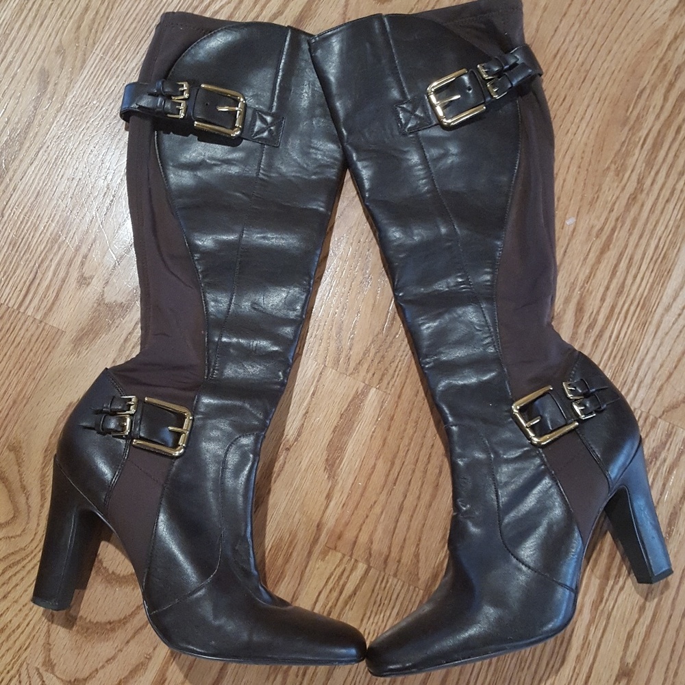 High brown boots